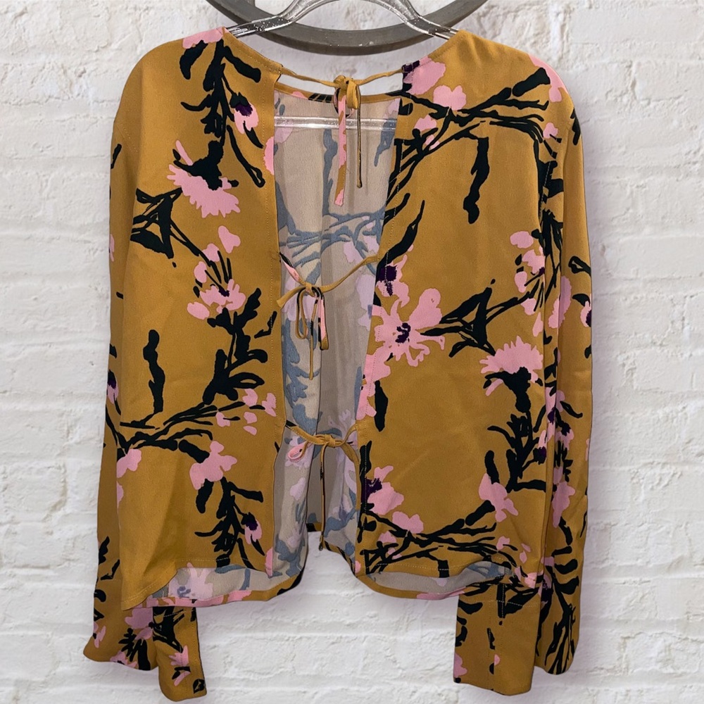 Marimekko Mustard and Pink Floral Long Sleeve Top - Picture 2 of 4